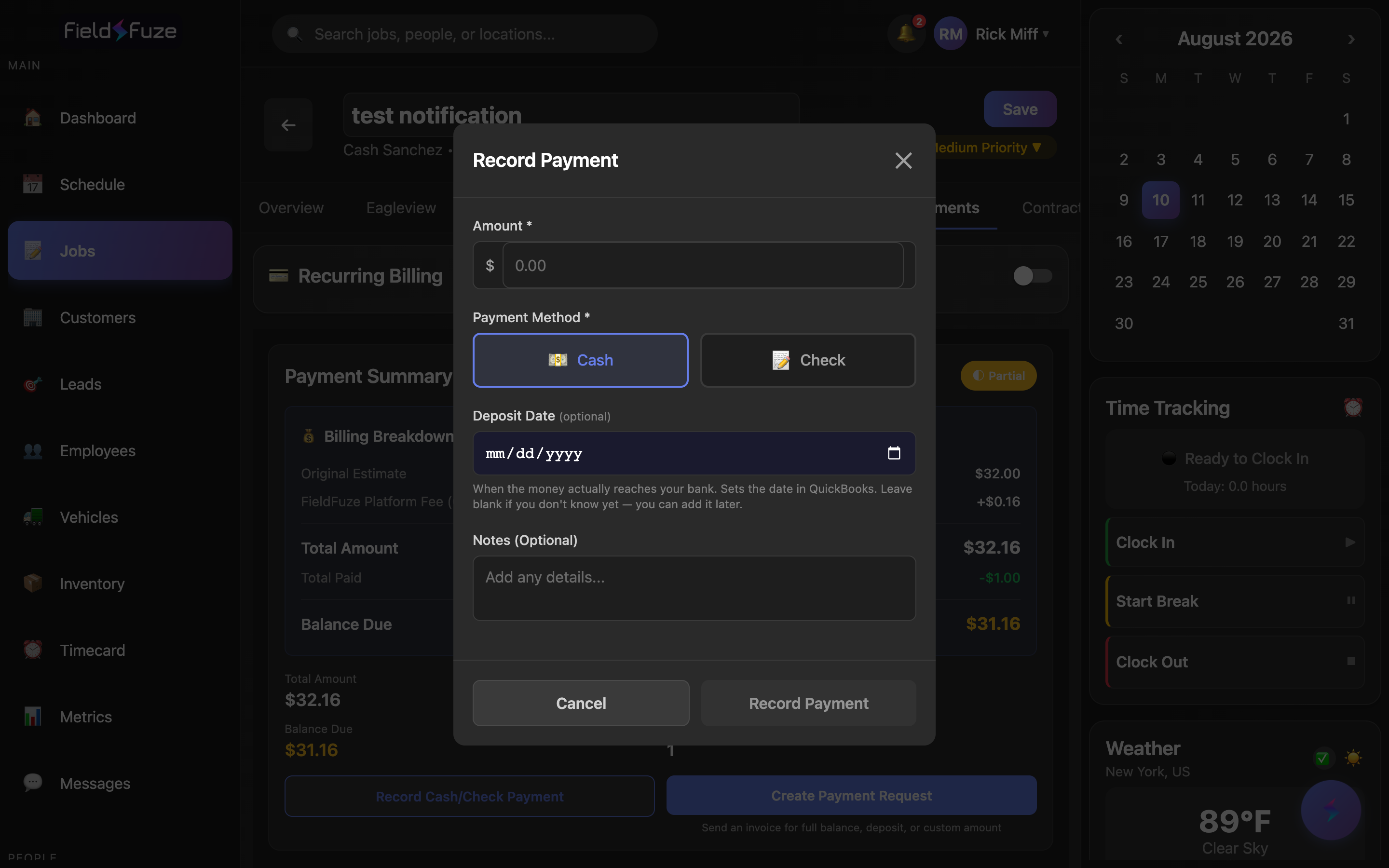 Record payment