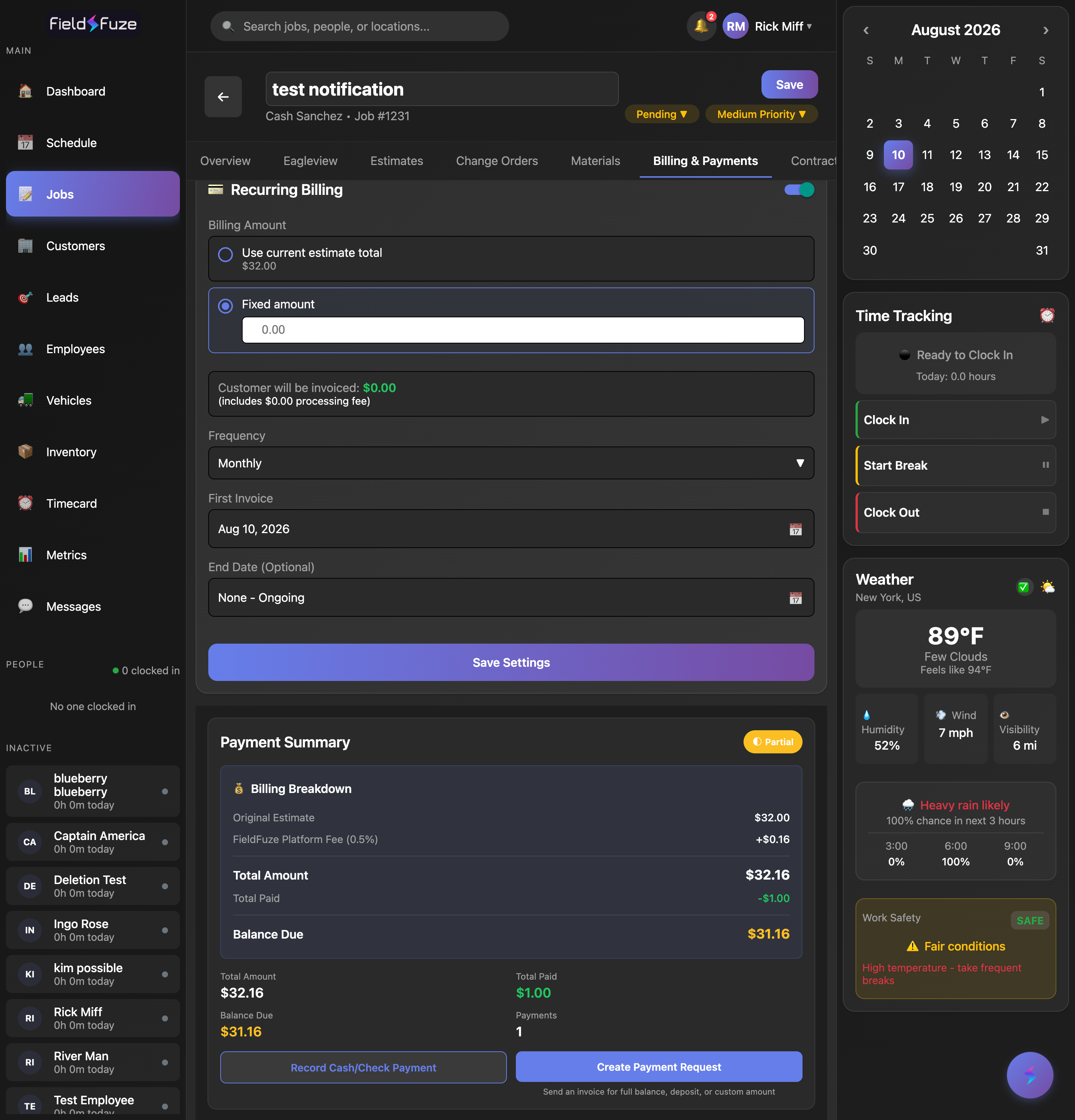 Recurring billing setup